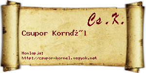 Csupor Kornél névjegykártya